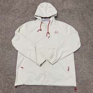 Marine Layer Jacket Mens XL Beige Alta Shell Waterproof Zip Cambray Lined Hood